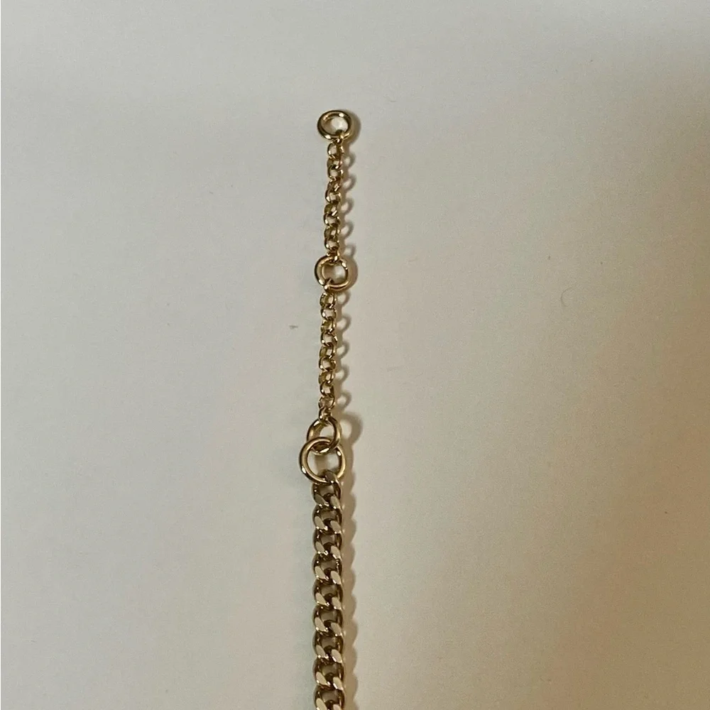 J CREW NWT Necklace Hammered Gold Pendant T-Bar Toggle style Chain - Picture 4 of 5